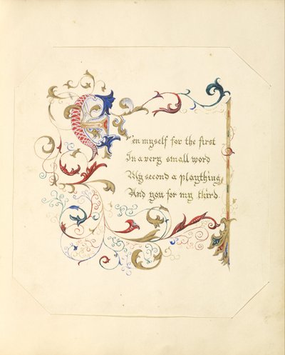 Illuminated Manuscript Poem by Unbekannt Unbekannt